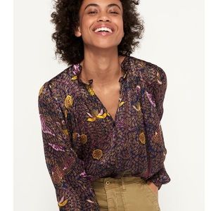 ba&sh Danila Silk Blouse in Marine Blue SZ XS